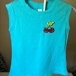 Blue Cherry Embroidered Tank Top